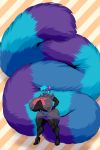  2:3 absurd_res ailurid anthro ber00 big_breasts border breasts clothing curvaceous curvy_figure female fluffy fluffy_tail fur hair hi_res huge_breasts huge_tail hyper hyper_breasts hyper_tail legwear looking_at_viewer mammal nintendo nipple_outline orange_border pattern_background plum_the_red_panda pok&eacute;mon red_panda simple_background smile solo striped_background striped_tail stripes team_rocket thick_thighs thigh_highs tuft video_games voluptuous 