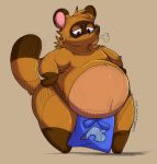  2020 animal_crossing anthro apron belly brown_body brown_fur canid canine clothing fur hi_res male mammal nintendo overweight overweight_male puffedup raccoon_dog simple_background solo tanuki tom_nook_(animal_crossing) video_games 