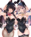  animal_ears bunny_ears bunny_girl cameltoe cleavage fishnets hamakaze_(kancolle) isokaze_(kancolle) kantai_collection monoto tail thighhighs 