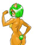  activision ami_bandicoot anthro back_muscles bandicoot breasts butt crash_bandicoot_(series) female flexing green_eyes green_hair hair looking_back mammal mariogrant marsupial muscular muscular_female side_boob simple_background solo video_games white_background 
