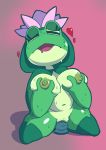  &lt;3 amphibian anonymous_artist anthro bodily_fluids breasts clothed clothing dildo drooling female frog groping_breasts groping_self looking_pleasured navel non-mammal_breasts open_mouth partially_clothed saliva sex_toy simple_background slightly_chubby solo sweat 