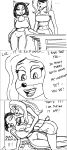  activision angry anthro bandicoot breasts cleavage clothed clothing comic crash_bandicoot_(series) dialogue duo ear_piercing english_text female female/female hi_res isabella_bandicoot jumpsuit liz_bandicoot mammal marsupial midriff monochrome pendulous_g piercing shirt tank_top text topwear undressing video_games 