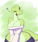  anthro breasts cleavage clothed clothing female hi_res joaoppereiraus joy_(sssonic2) lizard non-mammal_breasts one_eye_closed reptile scalie solo wink 