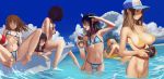  bikini bikini_top bottomless cameltoe erect_nipples feet kudiramochi megane swimsuits wet 