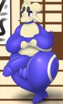  2020 anthro balls big_balls big_penis blue_balls blue_body blue_fur blue_penis blue_sclera blush dojo embarrassed fan_character front_view fur genitals hi_res huge_balls huge_penis inside looking_away male mienfoo multicolored_body multicolored_fur nintendo nude pandashorts penis pok&eacute;mon pok&eacute;mon_(species) precum_drip sabo_(pandashorts) shiny_pok&eacute;mon solo standing tan_body tan_fur thick_thighs two_tone_body two_tone_fur video_games white_eyes wide_hips 