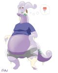  &lt;3 2020 absurd_res antennae_(anatomy) bodily_fluids brown_hair clothing diethyl drooling goo_transformation goodra hair hi_res male nintendo pok&eacute;mon pok&eacute;mon_(species) saliva simple_background smile solo standing thought_bubble torn_clothing transformation video_games white_background 