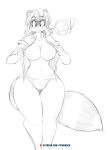  2019 anthro breasts camel_toe clothing female hair hi_res implied_transformation mammal monochrome navel nipples procyonid raccoon simple_background solo surprise tgwonder underwear white_background wide_hips 