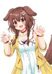  2020 absurd_res animal_humanoid asusilver blush braided_hair breasts brown_hair canid canid_humanoid canine canine_humanoid cleavage clothed clothing collar dog_humanoid female hair hi_res humanoid korone_inugami mammal mammal_humanoid open_mouth simple_background solo white_background youtuber 