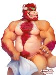  3:4 anthro beard body_hair bowser chest_hair claws covering eyebrows facial_hair hi_res koopa male mario_bros mustache nintendo nude pubes pubes_exposed reptile scalie shell-less snartles solo thick_eyebrows towel video_games 
