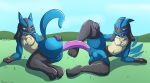  anal anal_penetration anthro balls big_butt butt dildo double_dildo duo genitals hi_res humanoid_genitalia humanoid_penis lucario male male/male mazilion mutual_penetration nintendo outside penetration penis pok&eacute;mon pok&eacute;mon_(species) public public_exposure sex sex_toy video_games 