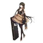  1girl alternate_costume armlet artist_request bag bangs black_gloves black_hair black_legwear breasts cleavage closed_mouth cup dress drinking_glass full_body girls_frontline glass gloves gold_footwear hair_ornament handbag heterochromia high_heels holding long_hair megaphone multicolored_hair official_art pantyhose petticoat ro635_(girls_frontline) sleeveless sleeveless_dress solo standing streaked_hair transparent_background twintails white_hair wine_glass 