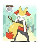  2020 anthro big_butt bottomwear braixen brit_(joaoppereiraus) butt canid clothed clothing dialogue digital_media_(artwork) dipstick_tail english_text exhibitionism female hi_res inner_ear_fluff joaoppereiraus mammal multicolored_tail nintendo pok&eacute;mon pok&eacute;mon_(species) rear_view signature skirt skirt_pull solo speech_bubble stick text thick_thighs topwear tuft video_games 