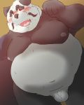  2020 4:5 anthro balls belly black_body black_fur blush fur genitals giant_panda hi_res kemono magatsuhinokami male mammal moobs navel nipples overweight overweight_male penis small_penis solo ursid white_body white_fur 