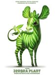  ambiguous_gender beady_eyes brown_eyes cryptid-creations elemental_creature english_text equid equine feral flora_fauna green_body humor leaf mammal plant pun simple_background solo text url visual_pun white_background zebra zebra_plant 