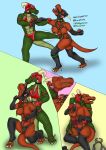  absurd_res anthro asphyxiation bite bruised choking crocodile crocodilian crocodylid dominatrix dragon duo english_text female female/female fight greeting hello.byeperson hi_res reptile rubber scalie text wrestling 