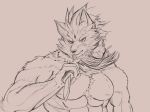  2020 abs anthro awing8283 biceps canid canine canis fur hi_res holding_knife knife law_(sdorica_sunset) line_art male mammal muscular muscular_male pecs sdorica sdorica_sunset wolf 