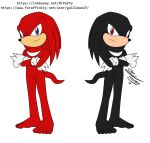 2020 5_toes anthro crossed_arms duo echidna feet guillewolf humanoid_feet knuckles_the_echidna male mammal mirrored monotreme sonic_the_hedgehog_(series) spectre_the_echidna text toes url 