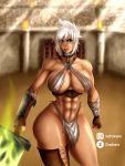  abs absurdres arena bikini breasts chain&#039;s cleavage highres large_breasts league_of_legends riven riven_(league_of_legends) silver_hair slave swimsuit 