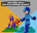  absurd_res activision atomicmeta capcom dragon duo eye_contact feral hi_res human looking_at_another machine male mammal mega_man_(character) mega_man_(series) robot spyro spyro_reignited_trilogy spyro_the_dragon video_games walking 