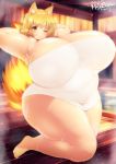  animal_humanoid belly big_breasts blonde_hair blush breasts canid canid_humanoid canine canine_humanoid clothed clothing curvy_figure detailed_background female fluffy fluffy_tail fox_humanoid fur glistening glistening_body glistening_breasts glistening_hair glistening_skin hair hands_behind_head hi_res hot_spring huge_breasts humanoid hyper hyper_breasts inner_ear_fluff kneeling kyosuke_fujiwara light_skin looking_at_viewer mammal mammal_humanoid monotone_hair one_eye_closed onsen overweight overweight_female pinup pose smile solo steam thick_thighs tight_clothing towel towel_only translucent translucent_clothing tuft voluptuous water wet wide_hips wink yellow_body yellow_eyes yellow_fur 