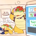  1:1 2020 anthro belly bodily_fluids bowser bowser_jr. detailed_background group hi_res koopa lates male mario_bros nintendo overweight overweight_male scalie sweat video_games 