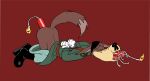 anal anthro ass_up boots bottomwear bottomwear_down butt canid canine canis clothed clothing dynamite explosives fire hands_tied_behind_back hi_res in_peril male mammal nazi nazi_uniform object_in_ass pants pants_down partially_clothed raised_tail slick_mcwolf solo stinkek tail tex_avery wolf
