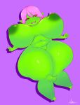  astra_(artist) big_breasts breasts dart_(thecon) female genitals goblin green_body green_skin hair hi_res huge_breasts humanoid inverted_nipples nipples nude open_mouth pink_hair purple_background pussy simple_background solo thick_thighs 
