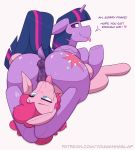  &lt;3 69_position absurd_res anus big_butt blush bodily_fluids butt dialogue english_text equid female female/female friendship_is_magic genital_fluids genitals hi_res horn looking_back mammal my_little_pony oral pinkie_pie_(mlp) pussy pussy_juice sex text tongue tongue_out twilight_sparkle_(mlp) winged_unicorn wings youwannaslap 