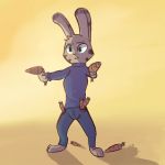  1:1 anthro barefoot blue_eyes bottomwear carrot clothed clothing disney enginetrap facial_markings food fully_clothed head_markings hi_res holding_object jack_savage lagomorph leporid light lighting male mammal markings pants plant rabbit shadow simple_background solo standing turtleneck vegetable zootopia 