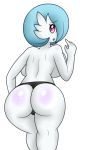  big_breasts big_butt blue_hair breasts butt clothed clothing cucarachaaa female gardevoir hair looking_back nintendo pok&eacute;mon pok&eacute;mon_(species) shiny_pok&eacute;mon solo thong topless underwear video_games 