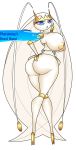  anthro big_breasts big_butt blue_eyes breasts butt cucarachaaa english_text female hi_res holding_butt nintendo noonun nude pheromosa pok&eacute;mon pok&eacute;mon_(species) simple_background solo text ultra_beast video_games white_background 
