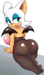  all_fours anthro big_breasts big_butt breasts butt camel_toe chiropteran clothing cucarachaaa hi_res looking_back mammal rouge_the_bat skinsuit sonic_the_hedgehog_(series) tight_clothing 