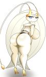  anthro big_breasts big_butt breasts butt cucarachaaa female hi_res looking_back nintendo pheromosa pok&eacute;mon pok&eacute;mon_(species) simple_background solo thick_thighs ultra_beast video_games white_background 