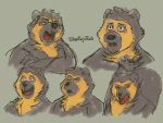  2020 4:3 anthro biped black_body black_fur black_nose eyes_closed fur hi_res lentejota6 mammal multicolored_body multicolored_fur overweight simple_background solo spectacled_bear tremarctine two_tone_body two_tone_fur ursid 