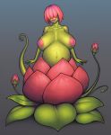  2019 alraune belly big_belly big_breasts boobsgames breasts elemental_creature elemental_humanoid european_mythology female flora_fauna flower green_body green_skin hair hair_over_eyes hi_res humanoid mythology nipples not_furry nude pink_hair plant plant_humanoid pregnant solo 