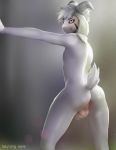  2019 absurd_res anthro anus asriel_dreemurr_(god_form) backsack balls bare_back bitfang boss_monster bovid butt caprine flaccid foreskin fur genitals girly hi_res horn humanoid_genitalia humanoid_penis long_foreskin looking_at_viewer looking_back male mammal nude penis simple_background solo teenager uncut undertale video_games white_body white_eyes white_fur young 