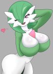  &lt;3 big_breasts big_butt breasts butt cleavage clothed clothing cucarachaaa female gardevoir green_hair grey_background hair hi_res huge_breasts nintendo one_eye_closed open_mouth pikapika212 pok&eacute;mon pok&eacute;mon_(species) simple_background solo video_games wink 