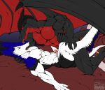  abs anal anthro bed boyfriends dragon duo furniture genitals hi_res iudicium86 licking male male/male muscular nipples pecs penis sergal sex tongue tongue_out 