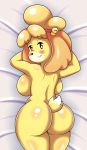  animal_crossing anthro back_boob big_breasts big_butt blush breasts butt canid canine canis cucarachaaa domestic_dog female hi_res isabelle_(animal_crossing) looking_back mammal nintendo nude side_boob solo video_games 