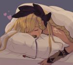  bangs black_headwear blonde_hair braid closed_eyes collarbone dark_skin empop eyebrows eyebrows_visible_through_hair granblue_fantasy hair_between_eyes helel_ben_shalem long_hair lying on_stomach pacifier pillow tattoo 