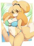  absurd_res animal_crossing anthro bikini breasts canid canine canis clothing domestic_dog female hi_res isabelle_(animal_crossing) looking_at_viewer mammal navel nintendo shih_tzu slugbox solo swimwear toy_dog video_games 