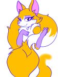  3:4 anthro canid canine female fox fox_spirit_(rabbit) fur ghost hi_res larrykitty mammal orange_body orange_fur purple_eyes rabbit_(video_game) simple_background smile solo spirit video_games 