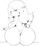  big_breasts big_butt bikini_thong breasts butt clothing dart_(thecon) female goblin hi_res huge_butt humanoid looking_back monochrome not_furry one-piece_swimsuit short_stack simple_background solo swimwear thecon white_background 