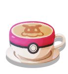  artist_request coffee cup drink eevee gen_1_pokemon no_humans official_art poke_ball_theme pokemon pokemon_(creature) pokemon_(game) pokemon_cafe_mix saucer solo teacup transparent_background 