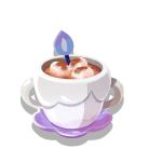  artist_request cup drink food gen_5_pokemon hot_chocolate litwick marshmallow no_humans official_art pokemon pokemon_(creature) pokemon_(game) pokemon_cafe_mix saucer solo spoon teacup transparent_background 