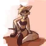  2020 anthro canid canine cheek_tuft clothed clothing dagger enginetrap facial_tuft female fox fur gloves_(marking) head_tuft hi_res holding_object holding_weapon light lighting mammal markings mask melee_weapon simple_background sitting solo tan_body tan_fur tuft weapon 