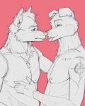 anthro canid canine canis couple_(disambiguation) domestic_dog ears_down hi_res kisses kissing love male male/male mammal orioz passion pivoted_ears wolf 