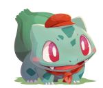  artist_request blush blush_stickers bulbasaur cabbie_hat claws clothed_pokemon fangs full_body gen_1_pokemon happy hat neckerchief no_humans official_art open_mouth poke_ball_symbol poke_ball_theme pokemon pokemon_(creature) pokemon_(game) pokemon_cafe_mix red_eyes red_headwear red_neckwear smile solo transparent_background 