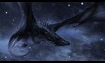  2020 ambiguous_gender black_bars black_body black_scales cosmic_background digital_media_(artwork) dragon feral hi_res isvoc scales solo spines wyvern 