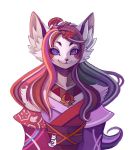  2019 accessory anthro asian_clothing blue_eyes canid canine cheek_tuft clothing east_asian_clothing facial_tuft female fox fur hair hair_accessory hairclip half-length_portrait hi_res inner_ear_fluff inutsukihasukii japanese_clothing kemono keychain kimono looking_at_viewer mammal multicolored_ears multicolored_hair portrait rosy_cheeks simple_background solo tuft two_tone_ears white_background white_body white_fur 